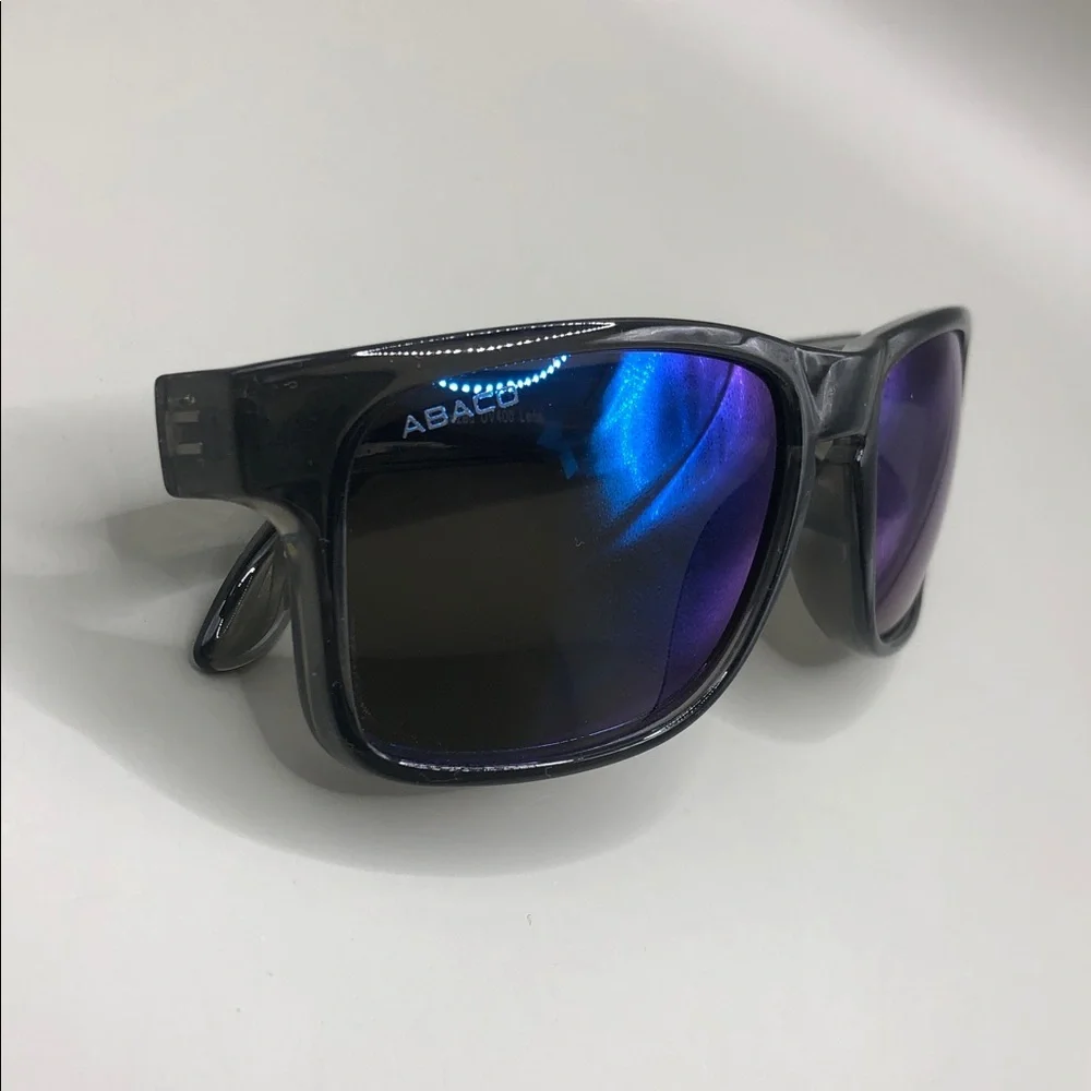 Abaco Dockside Polarized Square Sunglasses Crystal Grey Blue Mirror